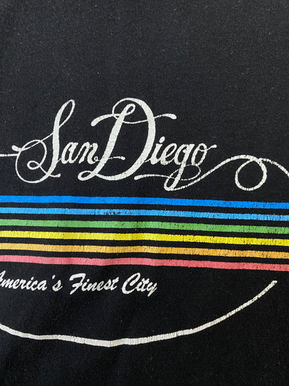 【中古品】【メンズ】 Velva Sheen ベルバシーン SAN DIEGO 70-80S TEE サンディエゴ プリント Ｔシャツ 70－80年代 メンズ トップス 146-250616-em-28-min サイズ：L カラー：ブラック 万代Net店