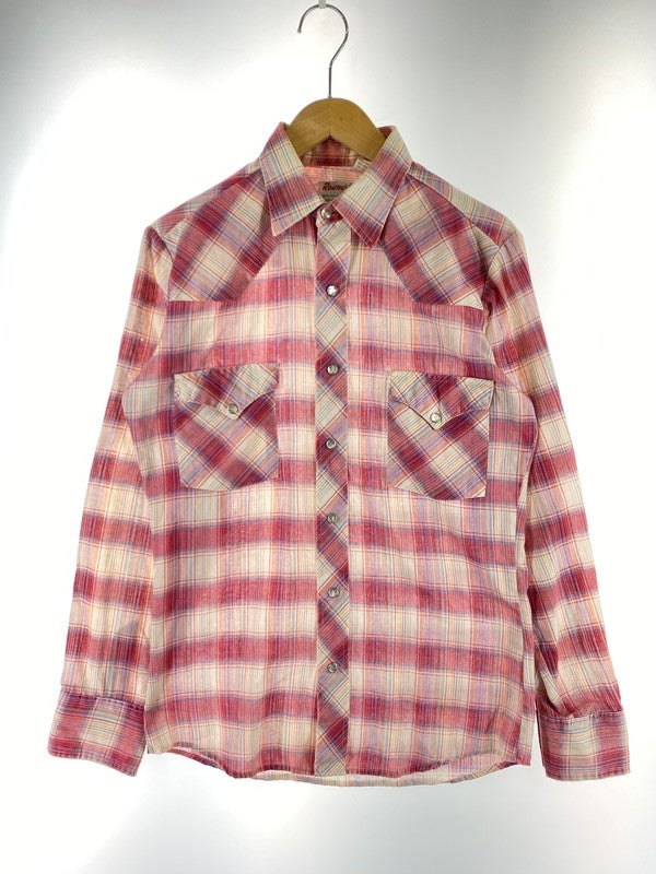【中古品】【メンズ】 ROUND-UP ラウンドアップ 70~80S WESTERN SHIRT ウェスタンシャツ ロングスリーブ 146-250726-AS-2-min サイズ：S カラー：レッド系 万代Net店