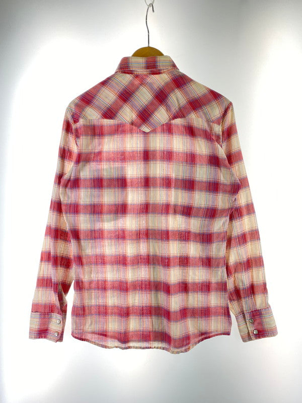 【中古品】【メンズ】 ROUND-UP ラウンドアップ 70~80S WESTERN SHIRT ウェスタンシャツ ロングスリーブ 146-250726-AS-2-min サイズ：S カラー：レッド系 万代Net店