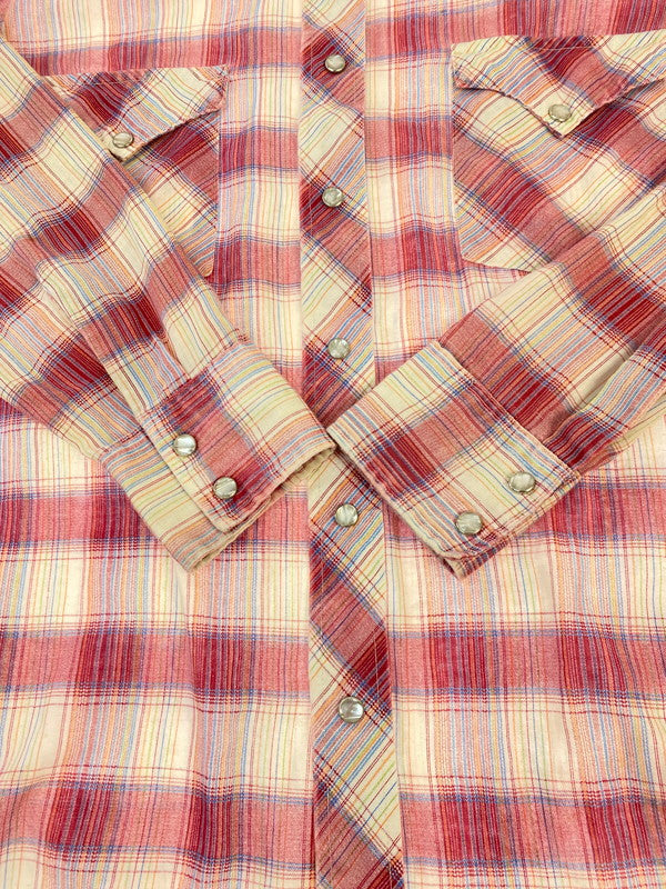 【中古品】【メンズ】 ROUND-UP ラウンドアップ 70~80S WESTERN SHIRT ウェスタンシャツ ロングスリーブ 146-250726-AS-2-min サイズ：S カラー：レッド系 万代Net店
