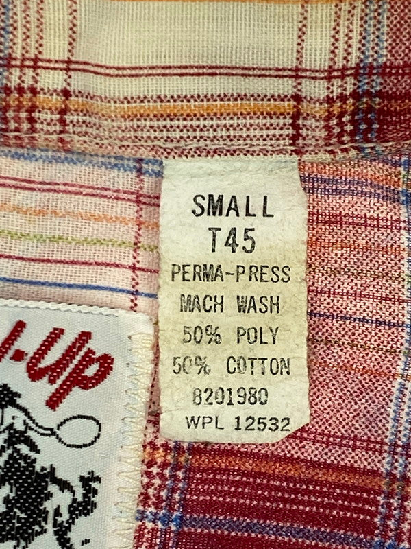 【中古品】【メンズ】 ROUND-UP ラウンドアップ 70~80S WESTERN SHIRT ウェスタンシャツ ロングスリーブ 146-250726-AS-2-min サイズ：S カラー：レッド系 万代Net店