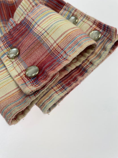 【中古品】【メンズ】 ROUND-UP ラウンドアップ 70~80S WESTERN SHIRT ウェスタンシャツ ロングスリーブ 146-250726-AS-2-min サイズ：S カラー：レッド系 万代Net店