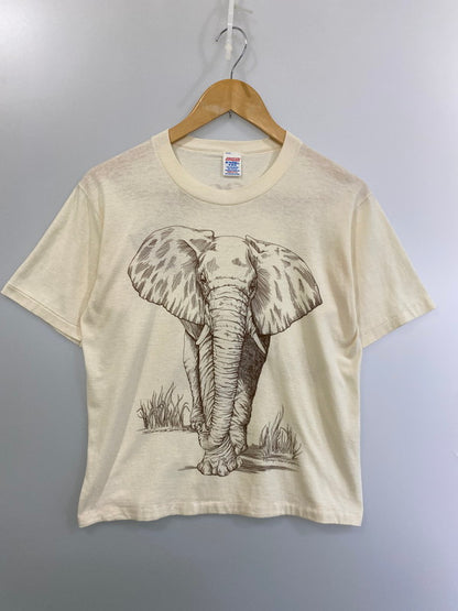 【中古品】【メンズ】 HARLEQUIN NATURE GRAPHICS 80S ANIMAL PRINT ELEPHANT TEE Tシャツ トップス 146-250710-ks-31-min サイズ：M カラー：ベージュ 万代Net店