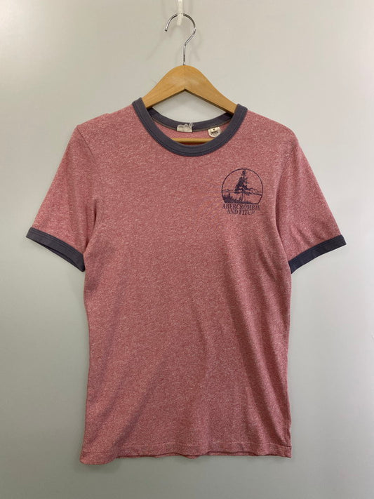 【中古品】【メンズ】 Abercrombie&Fitch アバークロンビーアンドフィッチ 80-90S RINGER TEE リンガーTシャツ トップス 146-250623-ks-16-min サイズ：S カラー：ピンク 万代Net店