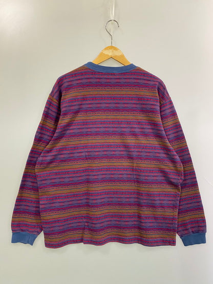 【中古品】【メンズ】  OLD STUSSY オールド ステューシー MULTI COLOR L S TEE 80'S初期 マルチカラー 長そで Tシャツ メンズ トップス 142-250620-em-24-min カラー：マルチカラー（レッド系） 万代Net店