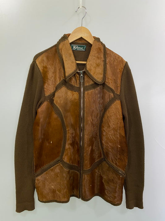 【現状渡し品】【メンズ】 SILVER シルバー 70S HALACO LEATHER JACKET ハラコレザージャケット 146-250623-ks-13-min サイズ：不明 カラー：ブラウン 万代Net店