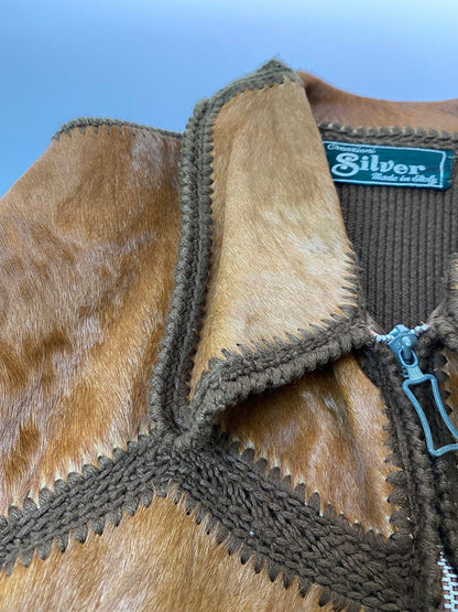 【現状渡し品】【メンズ】 SILVER シルバー 70S HALACO LEATHER JACKET ハラコレザージャケット 146-250623-ks-13-min サイズ：不明 カラー：ブラウン 万代Net店