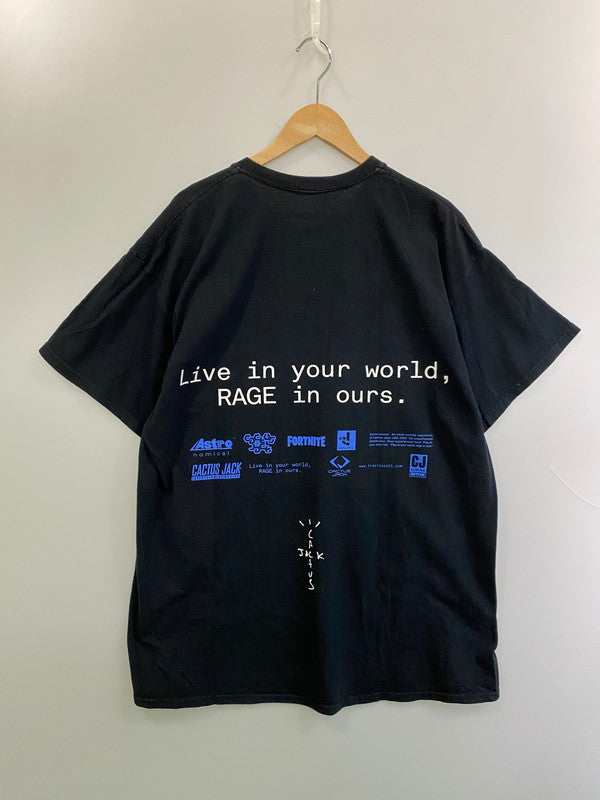 【中古品】【メンズ】 TRAVIS SCOTT トラヴィススコット x FORTNITE CACTUS JACK フォートナイト ASTRONOMICAL WORLD TEE Tシャツ トップス 142-250623-ks-17-min サイズ：L カラー：ブラック 万代Net店