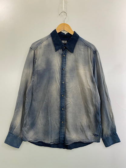 【中古品】【メンズ】 DIESEL ディーゼル S-UMBE-TREAT メンズ 長袖 シャツ リヨセル トップス 141-250624-em-17-min サイズ：46 カラー：ネイビー系 万代Net店