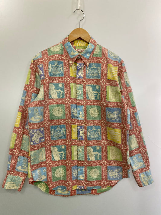 【中古品】【メンズ】 SUN SURF サンサーフ COTTON MULTI LS ALOHA SHIRT コットン マルチ 長そで アロハシャツ メンズ トップス ヴィンテージ 145-250624-em-08-min サイズ：ｍ カラー：レッド系（マルチカラー） 万代Net店