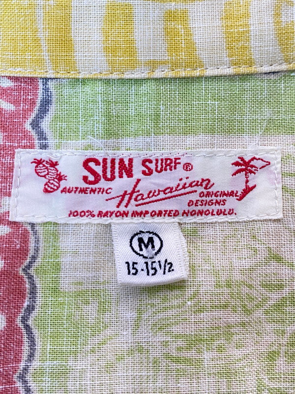 【中古品】【メンズ】 SUN SURF サンサーフ COTTON MULTI LS ALOHA SHIRT コットン マルチ 長そで アロハシャツ メンズ トップス ヴィンテージ 145-250624-em-08-min サイズ：ｍ カラー：レッド系（マルチカラー） 万代Net店