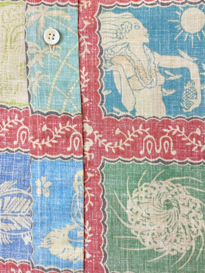 【中古品】【メンズ】 SUN SURF サンサーフ COTTON MULTI LS ALOHA SHIRT コットン マルチ 長そで アロハシャツ メンズ トップス ヴィンテージ 145-250624-em-08-min サイズ：ｍ カラー：レッド系（マルチカラー） 万代Net店