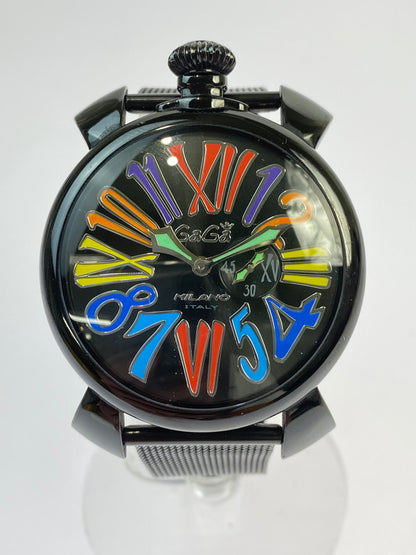 【中古品】【メンズ/レディース】 Gaga Milano ガガ・ミラノ 5082.1 マヌアーレ スリム 46 クォーツ時計 197-250821-yn-19-min カラー：ブラック 万代Net店