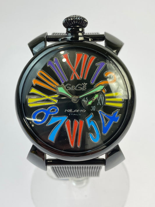 【中古品】【メンズ/レディース】 Gaga Milano ガガ・ミラノ 5082.1 マヌアーレ スリム 46 クォーツ時計 197-250821-yn-19-min カラー：ブラック 万代Net店