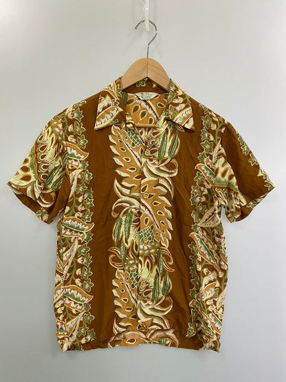 【中古品】【メンズ】 THE FLAT HEAD ザフラットヘッド ALOHA SHIRT PALMS LABEL アロハシャツ ハワイアンシャツ メンズ 半袖 トップス 145-250627-em-22-min サイズ：S カラー：ブラウン系 万代Net店