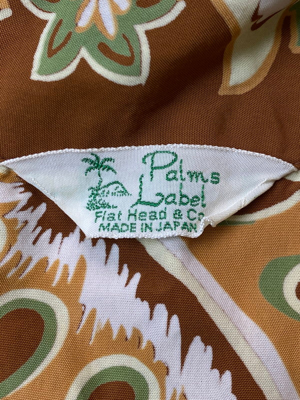 【中古品】【メンズ】 THE FLAT HEAD ザフラットヘッド ALOHA SHIRT PALMS LABEL アロハシャツ ハワイアンシャツ メンズ 半袖 トップス 145-250627-em-22-min サイズ：S カラー：ブラウン系 万代Net店