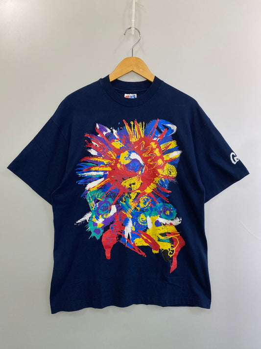 【中古品】【メンズ】 COMTEC コムテック 90S ART TEE 90年代 アート Tシャツ メンズ トップス 半袖 146-250627-em-29-min サイズ：L カラー：ネイビー 万代Net店