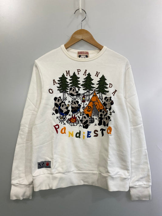 【中古品】【メンズ】 PANDIESTA JAPAN パンディエスタ ジャパン 刺繍 スウェット JAPAN 539207 ししゅう 長袖 メンズ トレーナー ジャージ 145-250627-em-26-min サイズ：M カラー：ホワイト 万代Net店