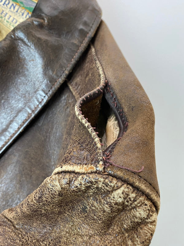 【現状渡し品】【メンズ】 CALIFORNIAN PONY HIDE カリフォルニアン ホース ハイド 50S LEATHER JACKET レザー ジャケット 50年代 メンズ アウター ヴィンテージ 146-250627-em-12-min カラー：ブラウン 万代Net店