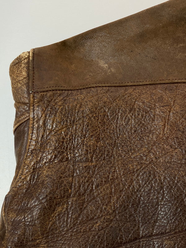 【現状渡し品】【メンズ】 CALIFORNIAN PONY HIDE カリフォルニアン ホース ハイド 50S LEATHER JACKET レザー ジャケット 50年代 メンズ アウター ヴィンテージ 146-250627-em-12-min カラー：ブラウン 万代Net店