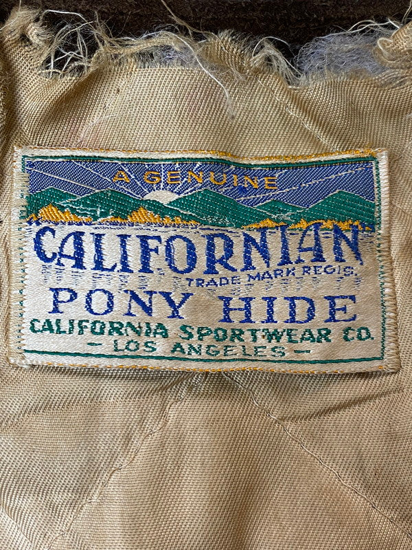 【現状渡し品】【メンズ】 CALIFORNIAN PONY HIDE カリフォルニアン ホース ハイド 50S LEATHER JACKET レザー ジャケット 50年代 メンズ アウター ヴィンテージ 146-250627-em-12-min カラー：ブラウン 万代Net店