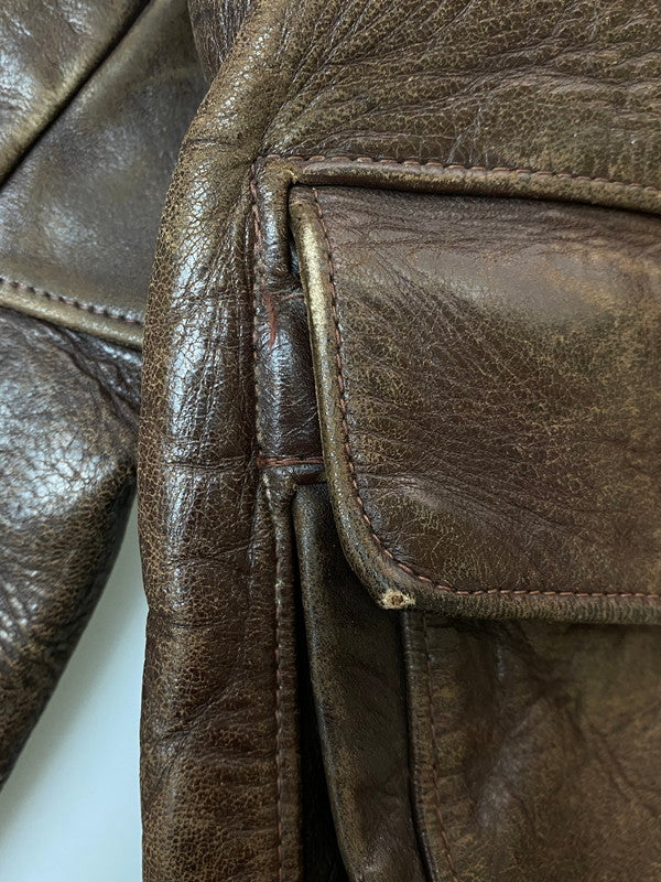 【現状渡し品】【メンズ】 CALIFORNIAN PONY HIDE カリフォルニアン ホース ハイド 50S LEATHER JACKET レザー ジャケット 50年代 メンズ アウター ヴィンテージ 146-250627-em-12-min カラー：ブラウン 万代Net店
