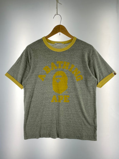 【中古品】【メンズ】 A BATHING APE アベイシングエイプ LOGO PRINT RINGER T-SHIRT ロゴ プリント リンガー Tシャツ メンズ トップス 半袖 142-250629-em-25-min サイズ：M カラー：グレー 万代Net店