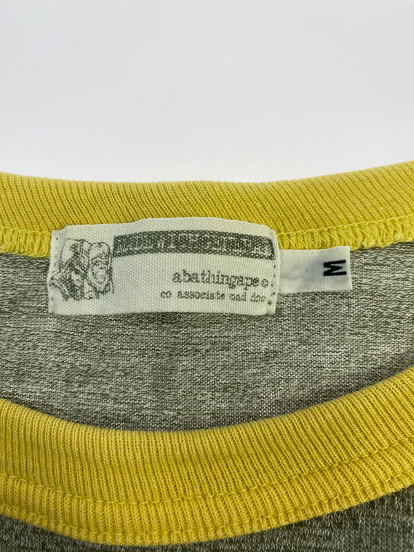 【中古品】【メンズ】 A BATHING APE アベイシングエイプ LOGO PRINT RINGER T-SHIRT ロゴ プリント リンガー Tシャツ メンズ トップス 半袖 142-250629-em-25-min サイズ：M カラー：グレー 万代Net店