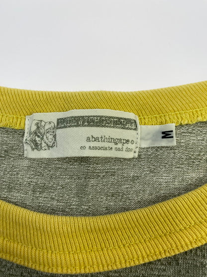 【中古品】【メンズ】 A BATHING APE アベイシングエイプ LOGO PRINT RINGER T-SHIRT ロゴ プリント リンガー Tシャツ メンズ トップス 半袖 142-250629-em-25-min サイズ：M カラー：グレー 万代Net店