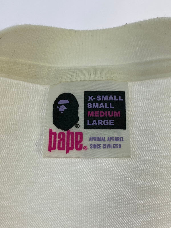 【中古品】【メンズ】 A BATHING APE アベイシングエイプ WHITE LOGO PRINT T-SHIRT ホワイト ロゴ プリント Tシャツ メンズ トップス 半袖 142-250629-em-23-min サイズ：M カラー：ホワイト 万代Net店