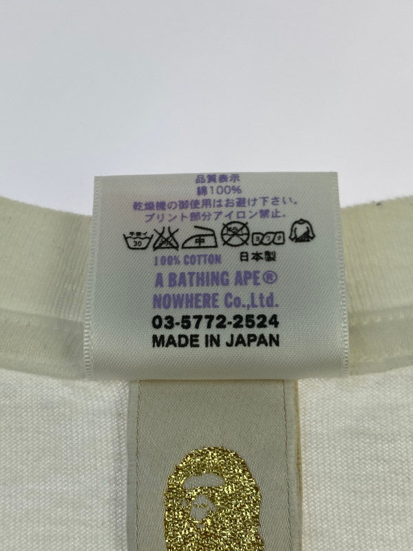 【中古品】【メンズ】 A BATHING APE アベイシングエイプ WHITE LOGO PRINT T-SHIRT ホワイト ロゴ プリント Tシャツ メンズ トップス 半袖 142-250629-em-23-min サイズ：M カラー：ホワイト 万代Net店