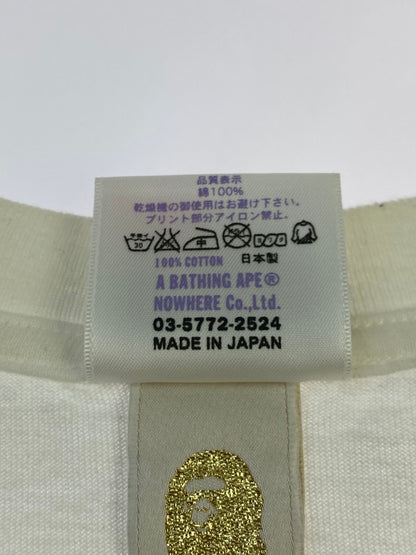 【中古品】【メンズ】 A BATHING APE アベイシングエイプ WHITE LOGO PRINT T-SHIRT ホワイト ロゴ プリント Tシャツ メンズ トップス 半袖 142-250629-em-23-min サイズ：M カラー：ホワイト 万代Net店