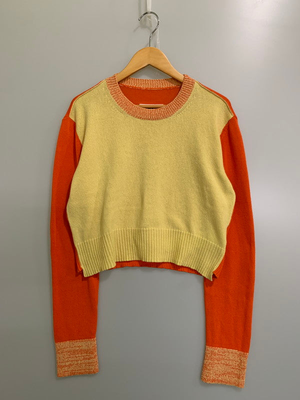 【中古品】【レディース】 MM6 MAISON MARGIELA エムエム6 メゾン マルジェラ S52HA0246 ELBOW PATCH CROPPED KNIT ニット トップス 168-250630-ks-16-min サイズ：S カラー：オレンジ/イエロー 万代Net店