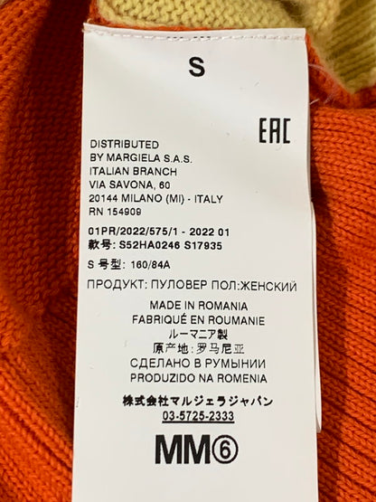 【中古品】【レディース】 MM6 MAISON MARGIELA エムエム6 メゾン マルジェラ S52HA0246 ELBOW PATCH CROPPED KNIT ニット トップス 168-250630-ks-16-min サイズ：S カラー：オレンジ/イエロー 万代Net店