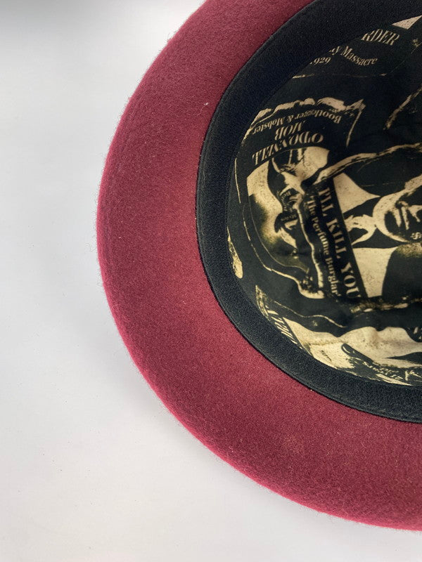 【中古品】【メンズ/レディース】 GANGSTERVILLE ギャングスタービル BOWLER HAT ボーラー ハット 帽子 日本製 185-250701-em-09-min サイズ：M カラー：ワインレッド系 万代Net店