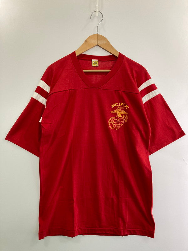 【中古品】【メンズ】 Velva Sheen ベルバシーン 70'S FOOTBALL TEE ショートスリーブ ブイネック 146-250630-AS-14-min サイズ：L カラー：レッド 万代Net店