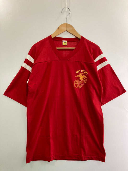 【中古品】【メンズ】 Velva Sheen ベルバシーン 70'S FOOTBALL TEE ショートスリーブ ブイネック 146-250630-AS-14-min サイズ：L カラー：レッド 万代Net店
