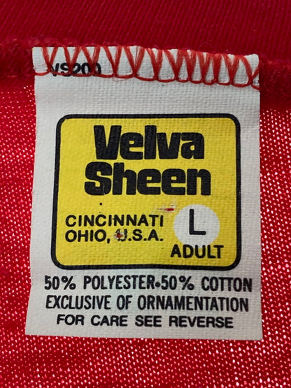 【中古品】【メンズ】 Velva Sheen ベルバシーン 70'S FOOTBALL TEE ショートスリーブ ブイネック 146-250630-AS-14-min サイズ：L カラー：レッド 万代Net店