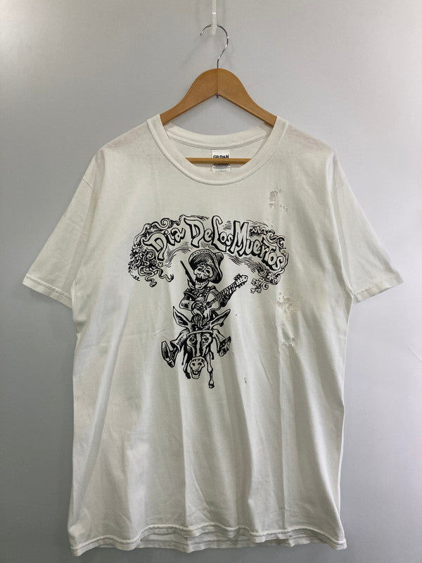 【現状渡し品】【メンズ】 GILDAN ギルダン 90-00'S DIA DE LOS MUERTOS PRINT TEE ショートスリーブ 146-250630-AS-16-min サイズ：L カラー：ホワイト 万代Net店