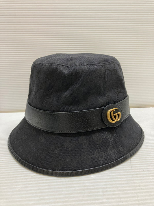 【中古品】【メンズ】 GUCCI グッチ 576587 GGキャンバス バケットハット 帽子 183-250708-AS-42-min サイズ：M カラー：ブラック 万代Net店