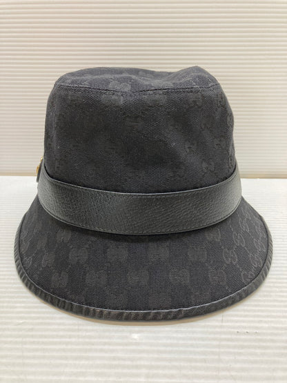 【中古品】【メンズ】 GUCCI グッチ 576587 GGキャンバス バケットハット 帽子 183-250708-AS-42-min サイズ：M カラー：ブラック 万代Net店