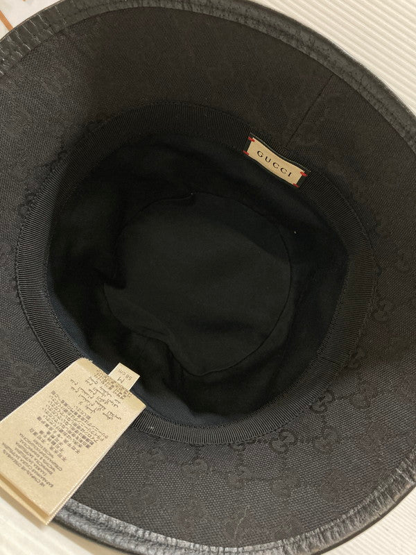 【中古品】【メンズ】 GUCCI グッチ 576587 GGキャンバス バケットハット 帽子 183-250708-AS-42-min サイズ：M カラー：ブラック 万代Net店