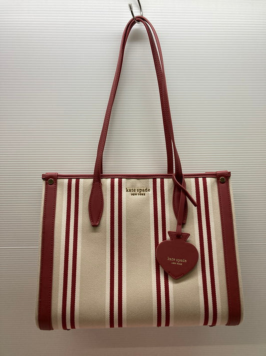 【LIFTる。景品】【中古品】【レディース】 Kate Spade ケイトスペードK6567 960 STRIPE TOTE BAG トートバッグ カバン 188-250708-AS-46-min カラー：ベージュ/レッド系 万代Net店