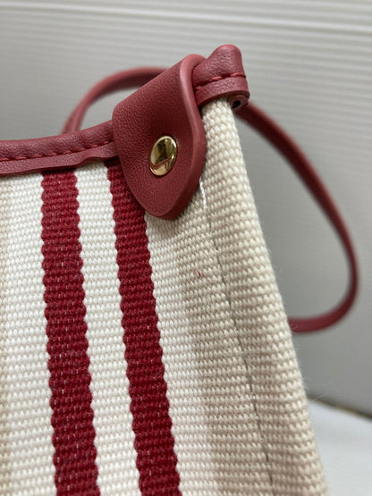 【LIFTる。景品】【中古品】【レディース】 Kate Spade ケイトスペードK6567 960 STRIPE TOTE BAG トートバッグ カバン 188-250708-AS-46-min カラー：ベージュ/レッド系 万代Net店