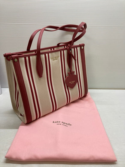 【LIFTる。景品】【中古品】【レディース】 Kate Spade ケイトスペードK6567 960 STRIPE TOTE BAG トートバッグ カバン 188-250708-AS-46-min カラー：ベージュ/レッド系 万代Net店