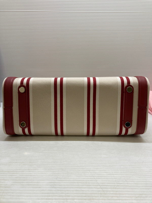 【LIFTる。景品】【中古品】【レディース】 Kate Spade ケイトスペードK6567 960 STRIPE TOTE BAG トートバッグ カバン 188-250708-AS-46-min カラー：ベージュ/レッド系 万代Net店
