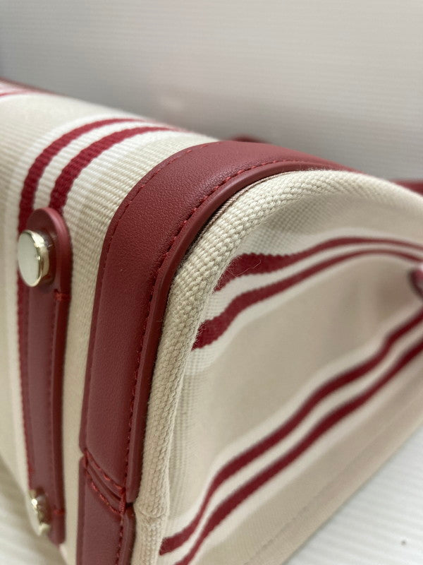 【LIFTる。景品】【中古品】【レディース】 Kate Spade ケイトスペードK6567 960 STRIPE TOTE BAG トートバッグ カバン 188-250708-AS-46-min カラー：ベージュ/レッド系 万代Net店