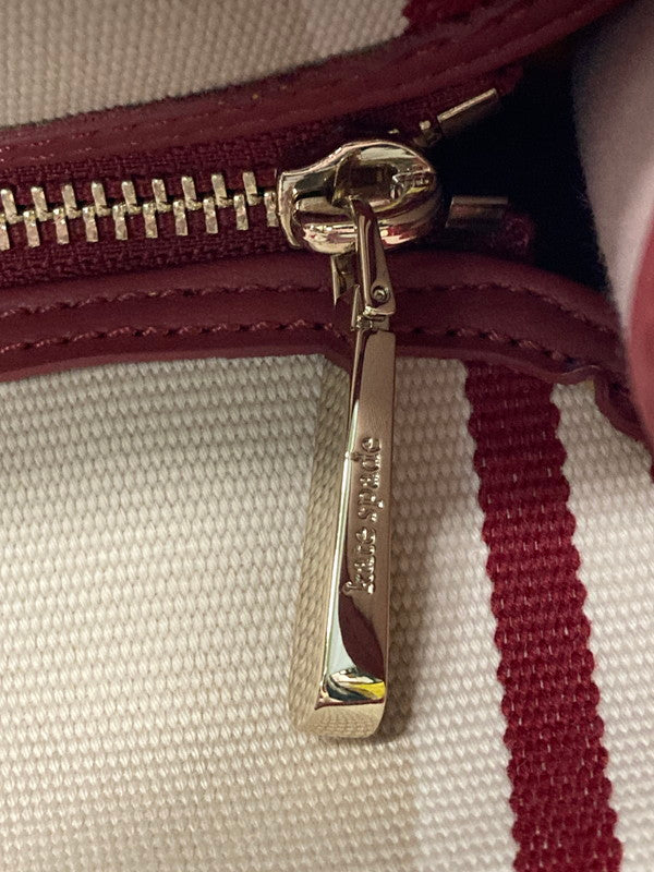【LIFTる。景品】【中古品】【レディース】 Kate Spade ケイトスペードK6567 960 STRIPE TOTE BAG トートバッグ カバン 188-250708-AS-46-min カラー：ベージュ/レッド系 万代Net店