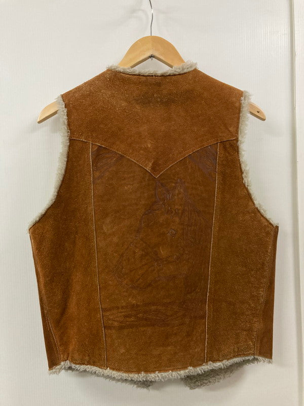 【現状渡し品】【メンズ】 LORD CALVERT ロード キャルバート CARVING LEATHER VEST カービングレザージャケット 146-250706-ks-14-min サイズ：不明 カラー：ブラウン 万代Net店