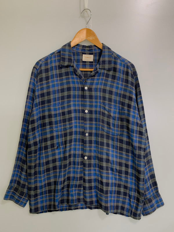 【現状渡し品】【メンズ】 BRENT 60's CHECK SHIRT 60年代 チェックシャツ 長袖シャツ トップス 146-250702-yn-21-min サイズ：L カラー：ネイビー 万代Net店